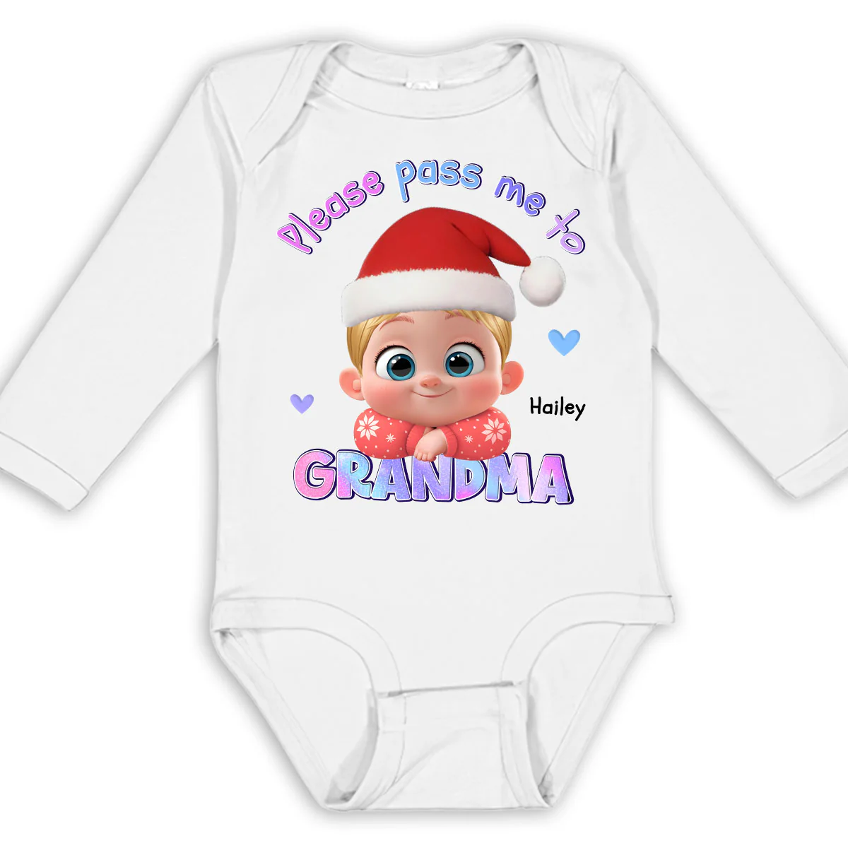 Please Pass Me To Grandma - Personalized Custom Long Sleeve Baby Onesie