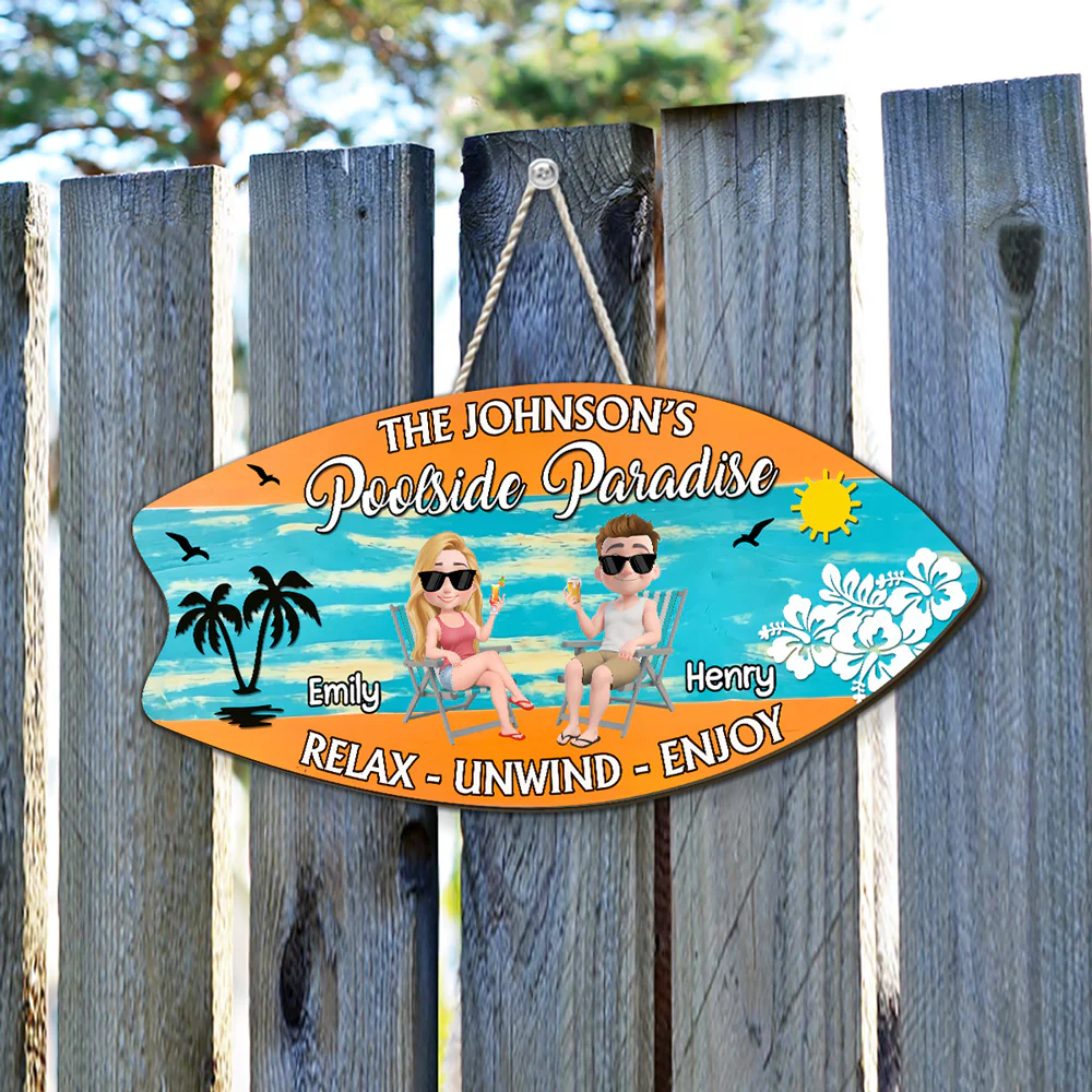 Poolside Paradise - Personalized Custom Wood Sign - Image 2