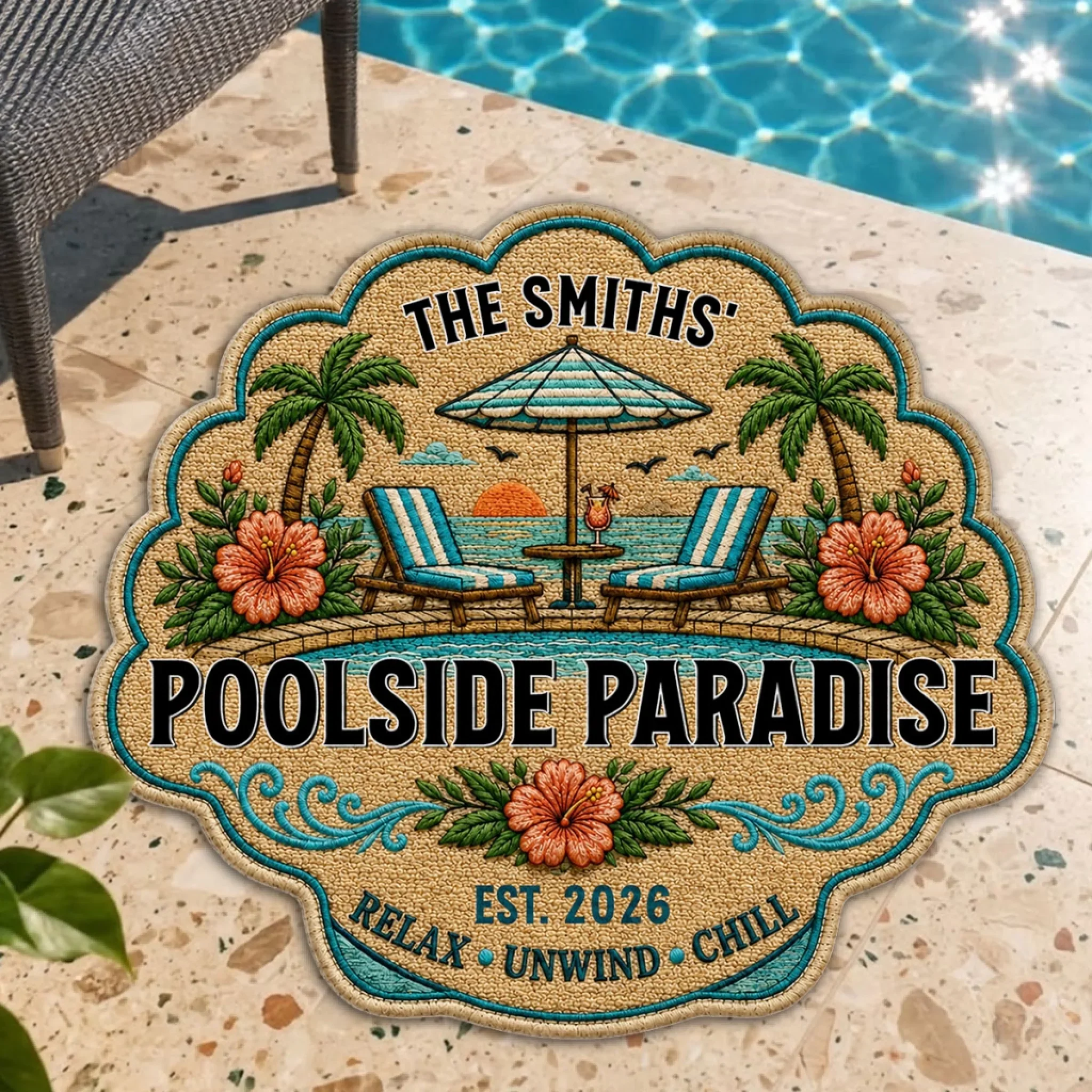 Poolside Summer - Personalized Custom Doormat
