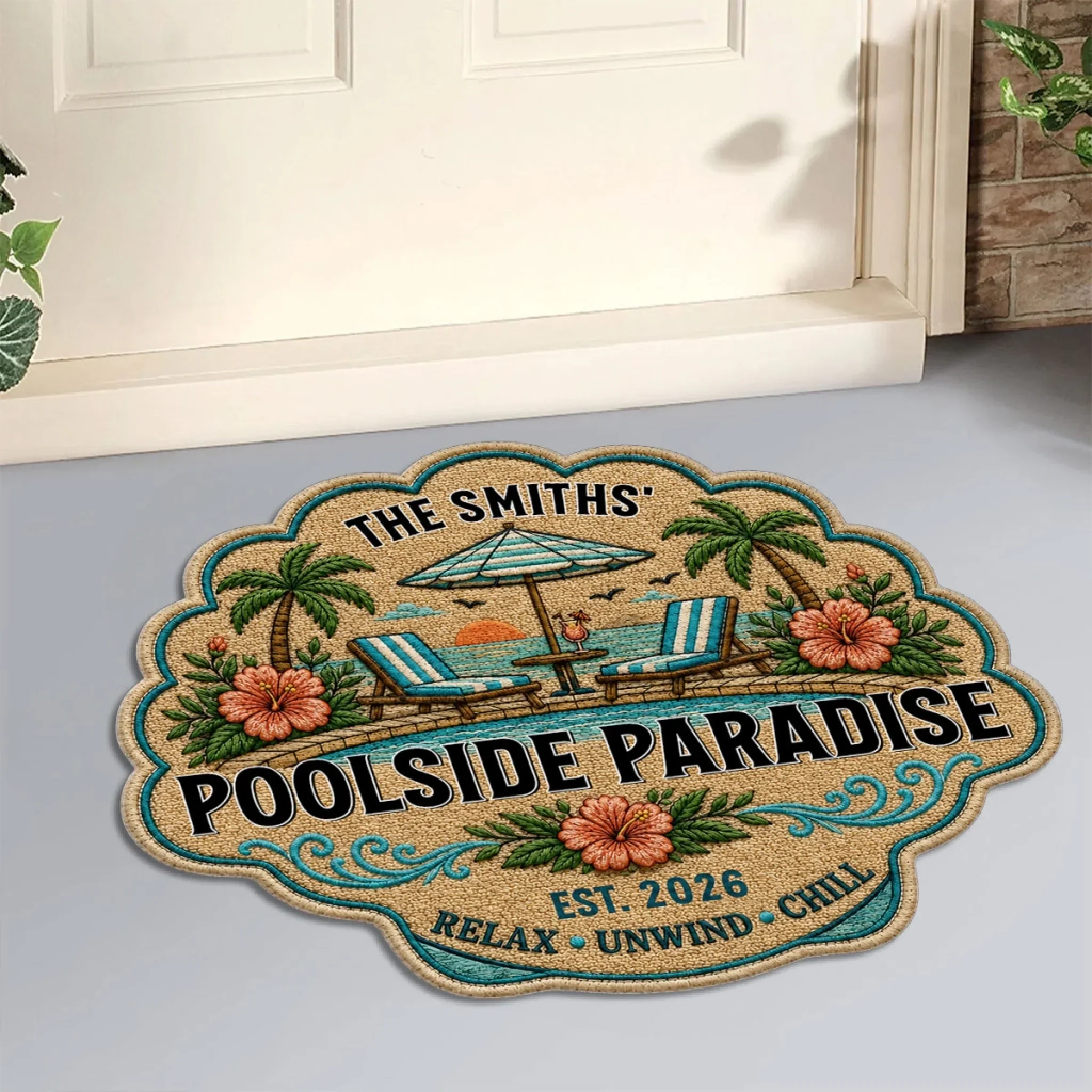 Poolside Summer - Personalized Custom Doormat - Image 2