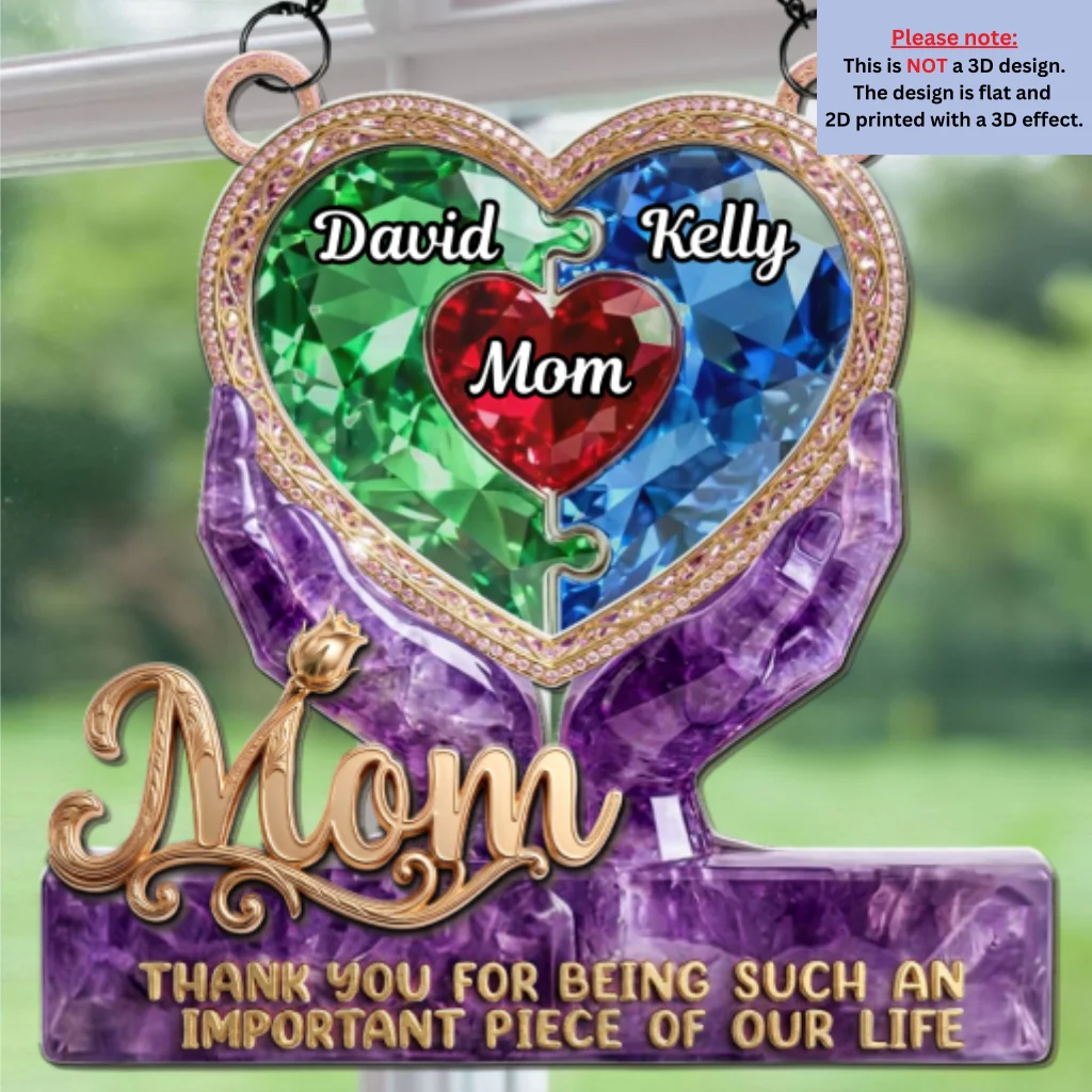 Precious Puzzle Heart Grandma - Personalized Custom Suncatcher - Image 5