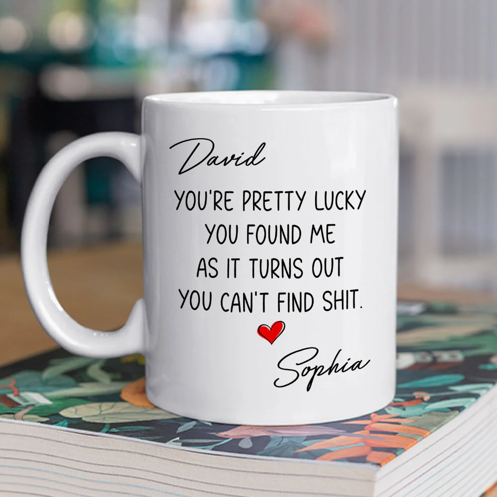 Pretty Lucky You - Personalized Custom Coffee Mug - Image 3