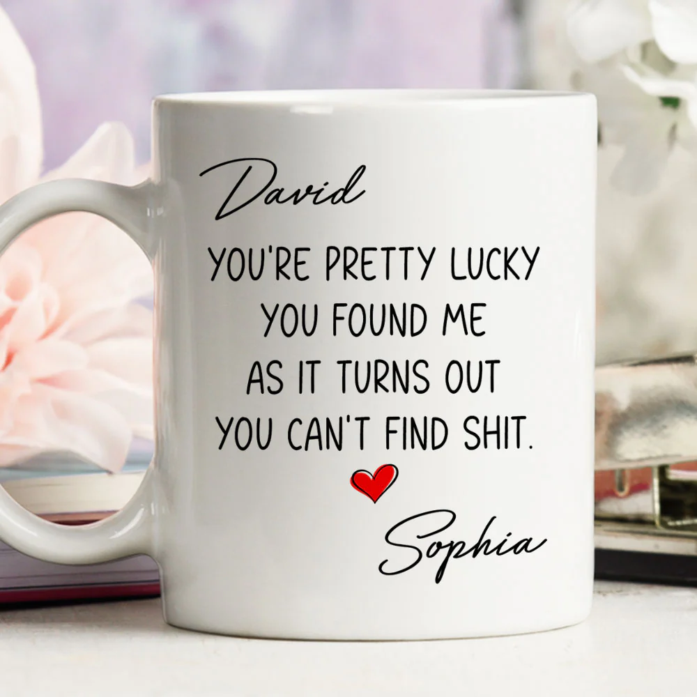 Pretty Lucky You - Personalized Custom Coffee Mug - Image 4