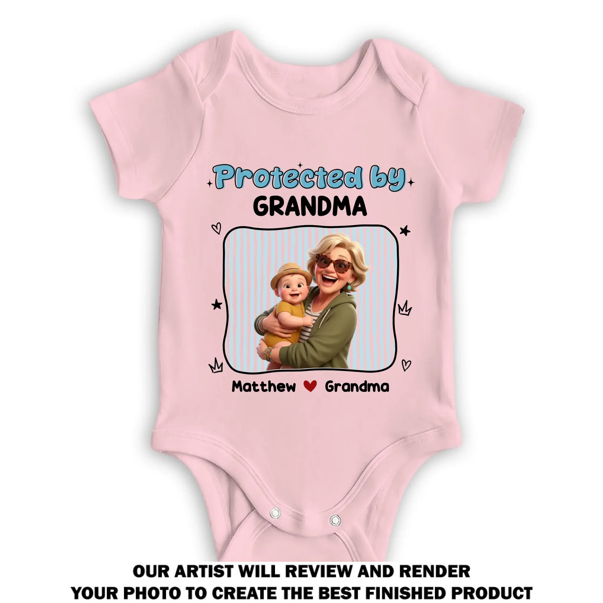 Protected By Grandma - Personalized Custom Baby Onesie - Image 10