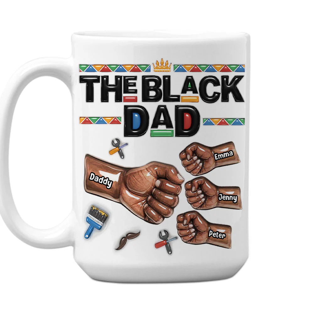 Proud Black Dad - Personalized Custom 3D Inflated Effect Mug - Image 2