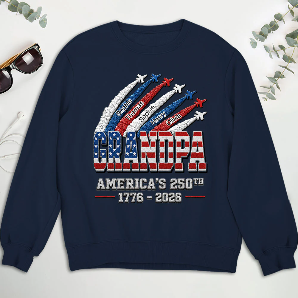 Proud Dad Grandpa American 250th - Personalized Custom 3D Effect Shirt - Image 6