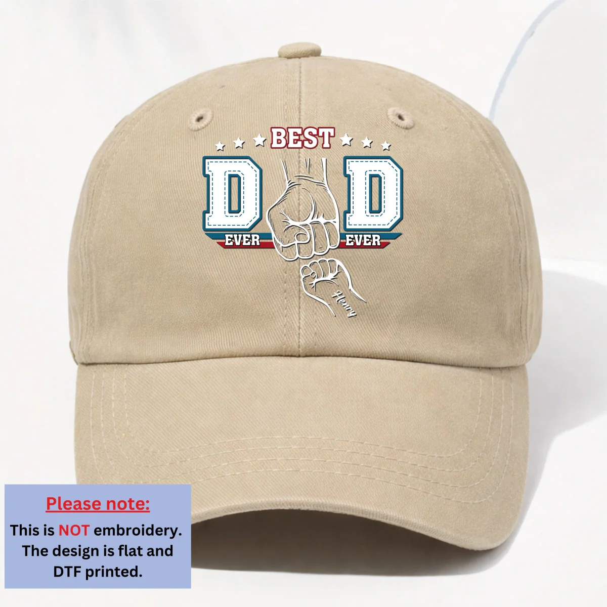 Proud Of Dad Ever - Personalized Custom Vintage Washed Denim Cap - Image 10