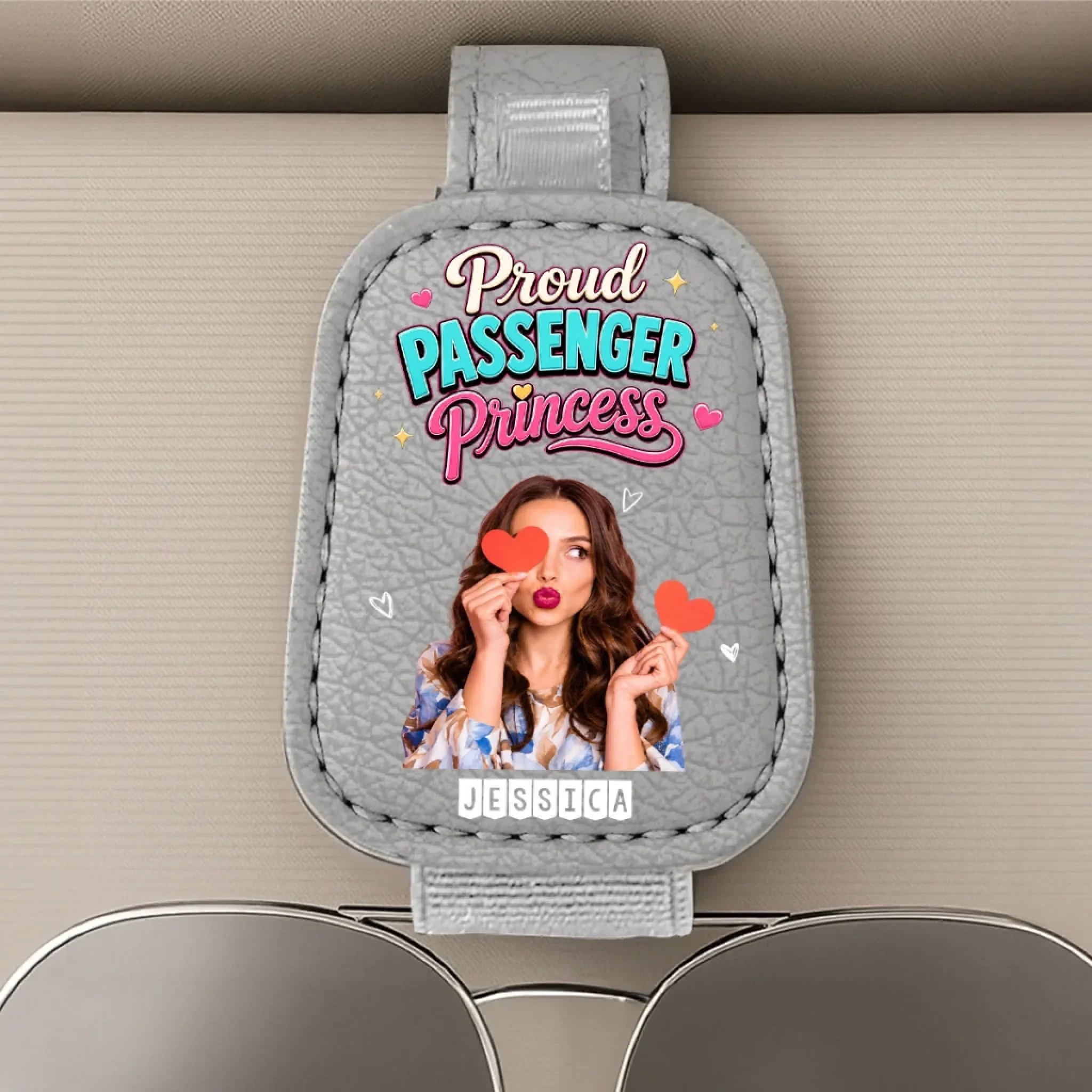 Proud Passenger Princess Forever - Personalized Custom Sunglasses Holder For Car Visor - Image 5