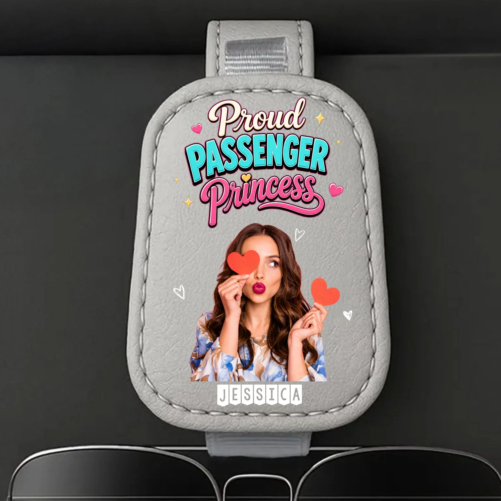 Proud Passenger Princess Forever - Personalized Custom Sunglasses Holder For Car Visor - Image 9