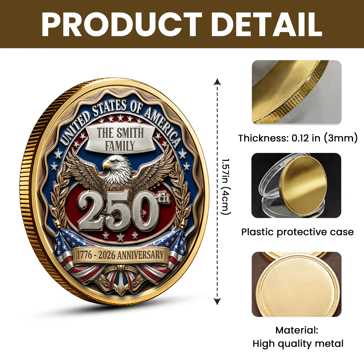 Proud To Be American - Personalized Custom Commemorative Keepsake Coin - Image 6