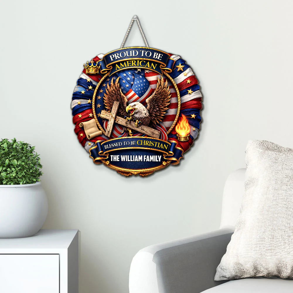 Proud To Be American - Personalized Custom Wood Sign - Image 4