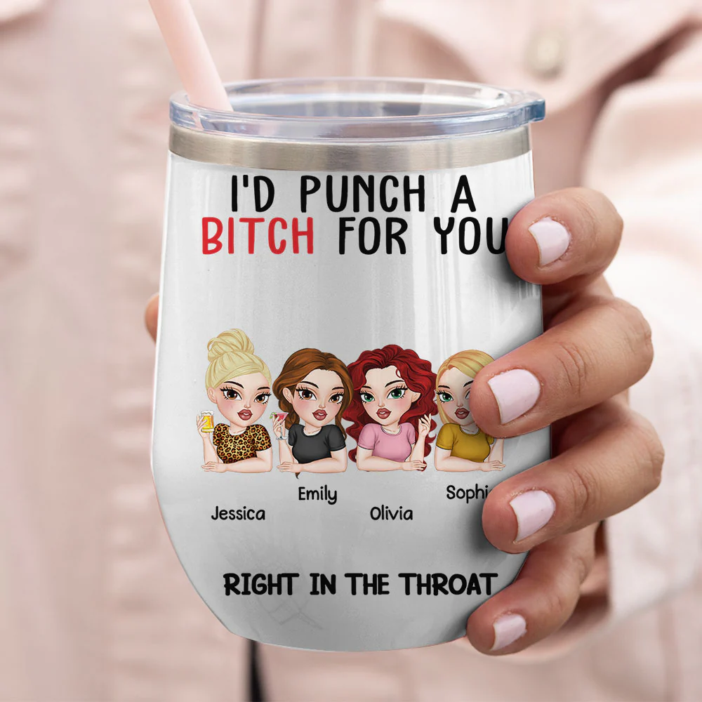 Punch For My Bestie - Personalized Custom Wine Tumbler - Image 4