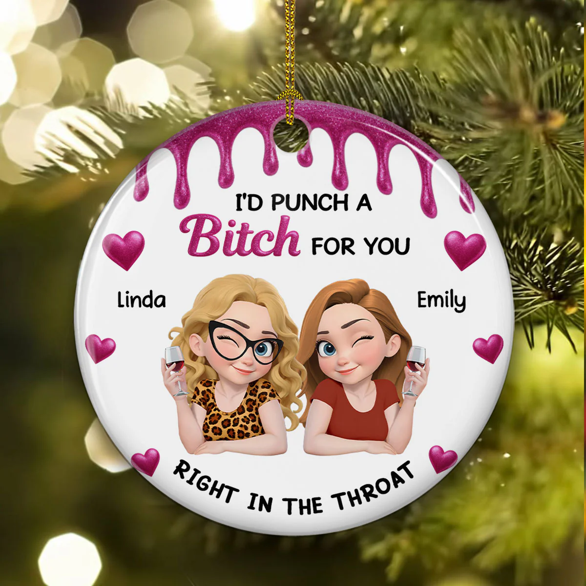 Punch For You My Girl - Personalized Custom Ceramic Ornament - Image 2