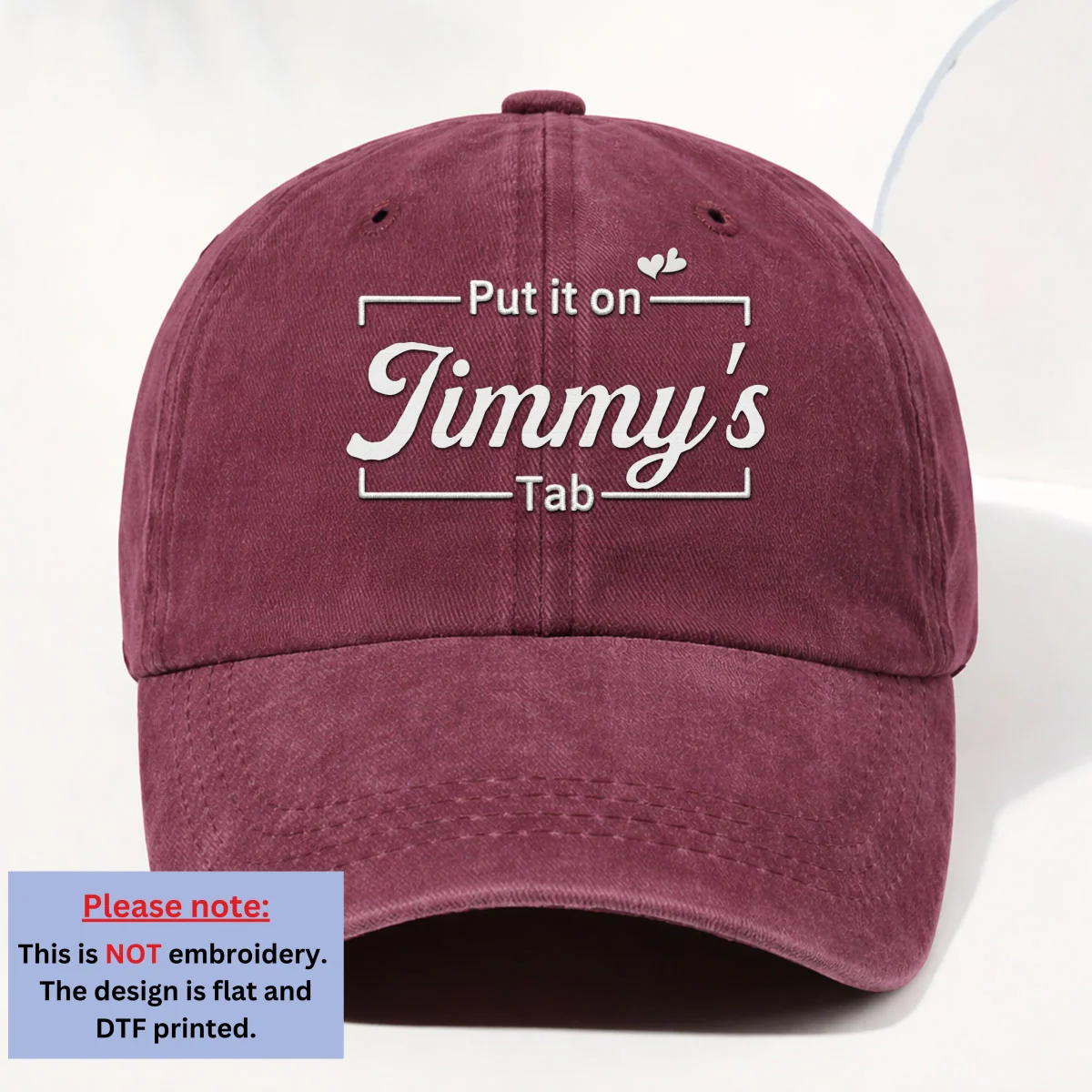 Put Everything On His Tab - Personalized Custom Vintage Washed Denim Cap - Image 9