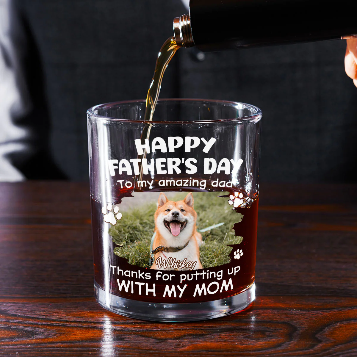 Putting Up With Funny Dad Photo - Personalized Custom Whiskey Glass - Image 2