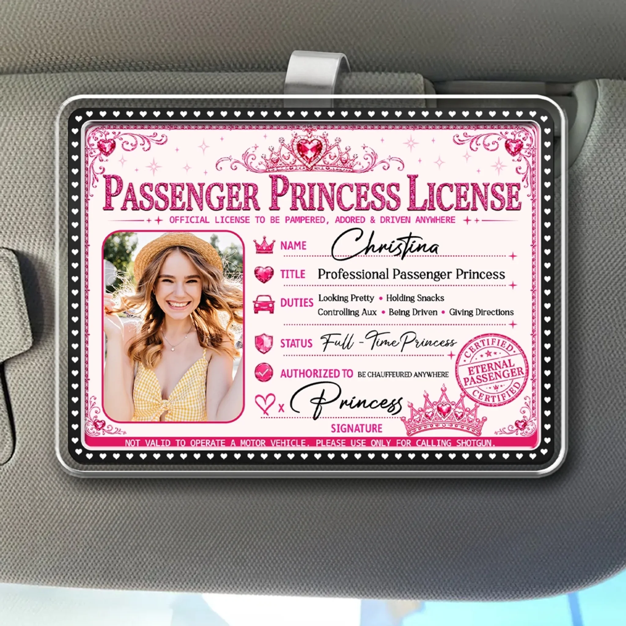 Queen Of The Passenger - Personalized Custom Acrylic Car Visor Clip