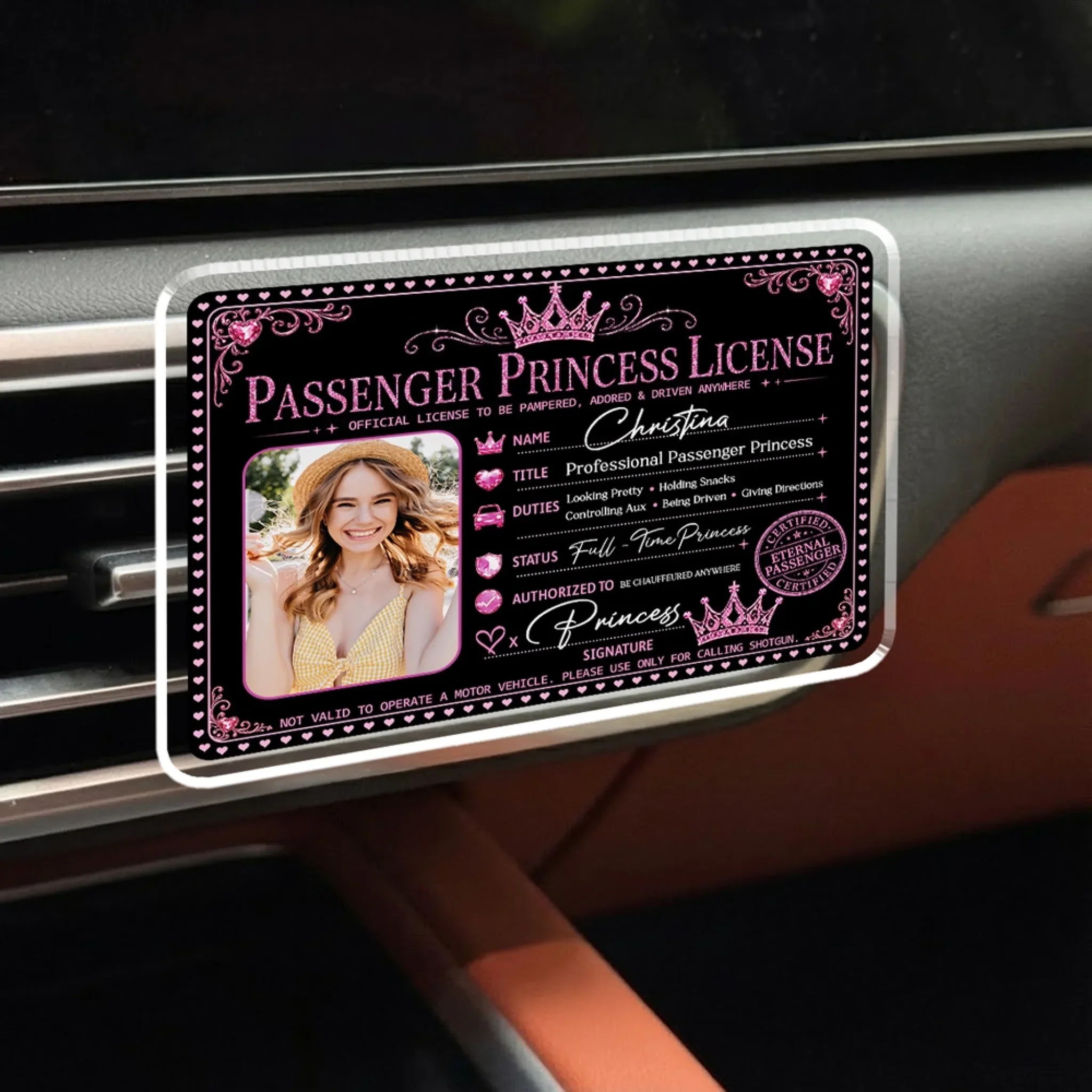 Queen Of The Passenger - Personalized Custom Car Vent Clip - Image 3