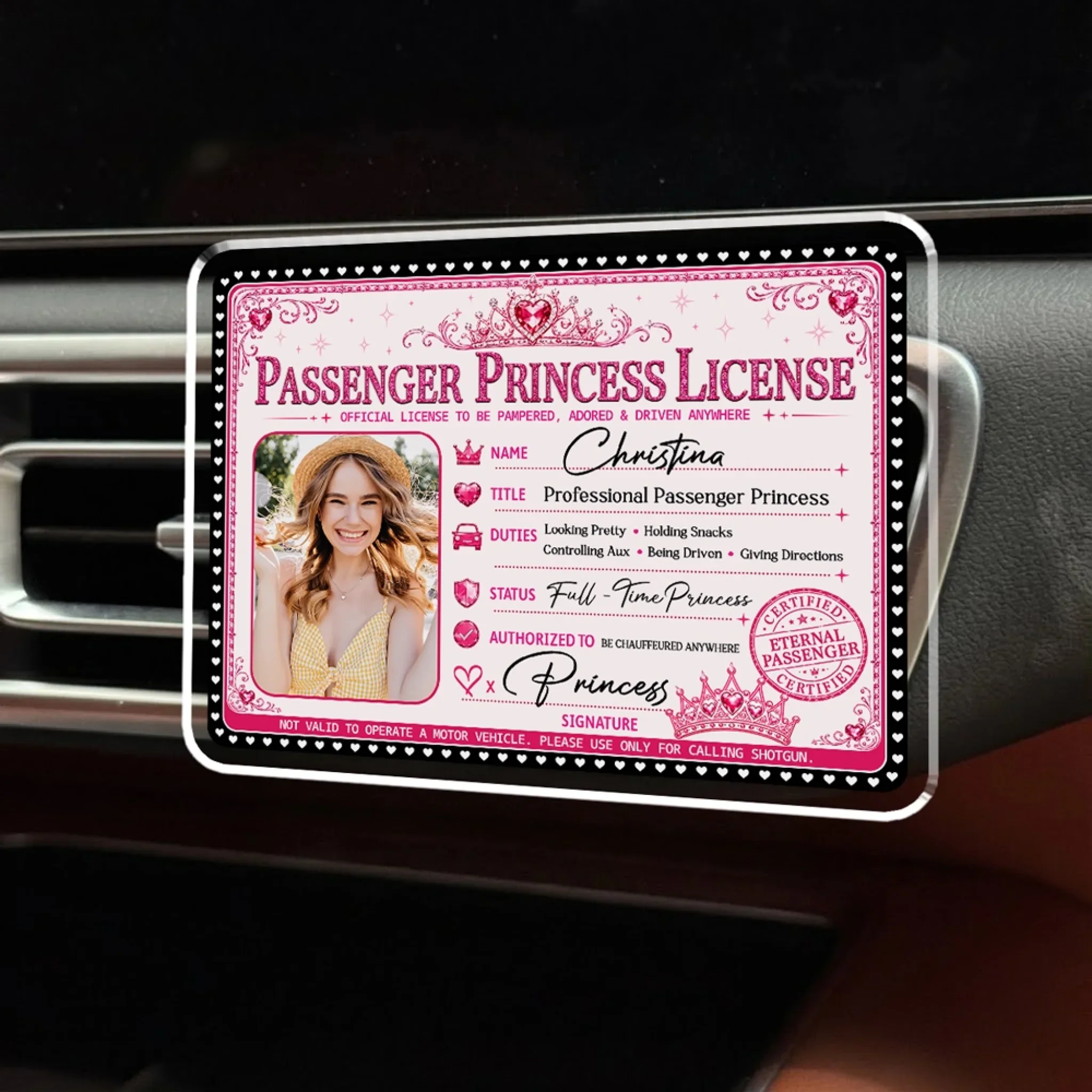 Queen Of The Passenger - Personalized Custom Car Vent Clip - Image 5