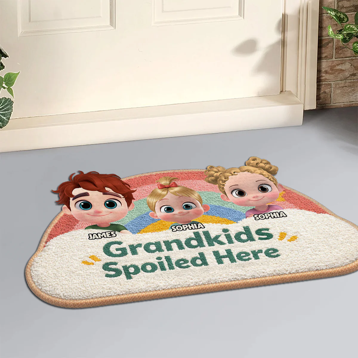 Rainbow Grandkids - Personalized Custom Doormat - Image 2