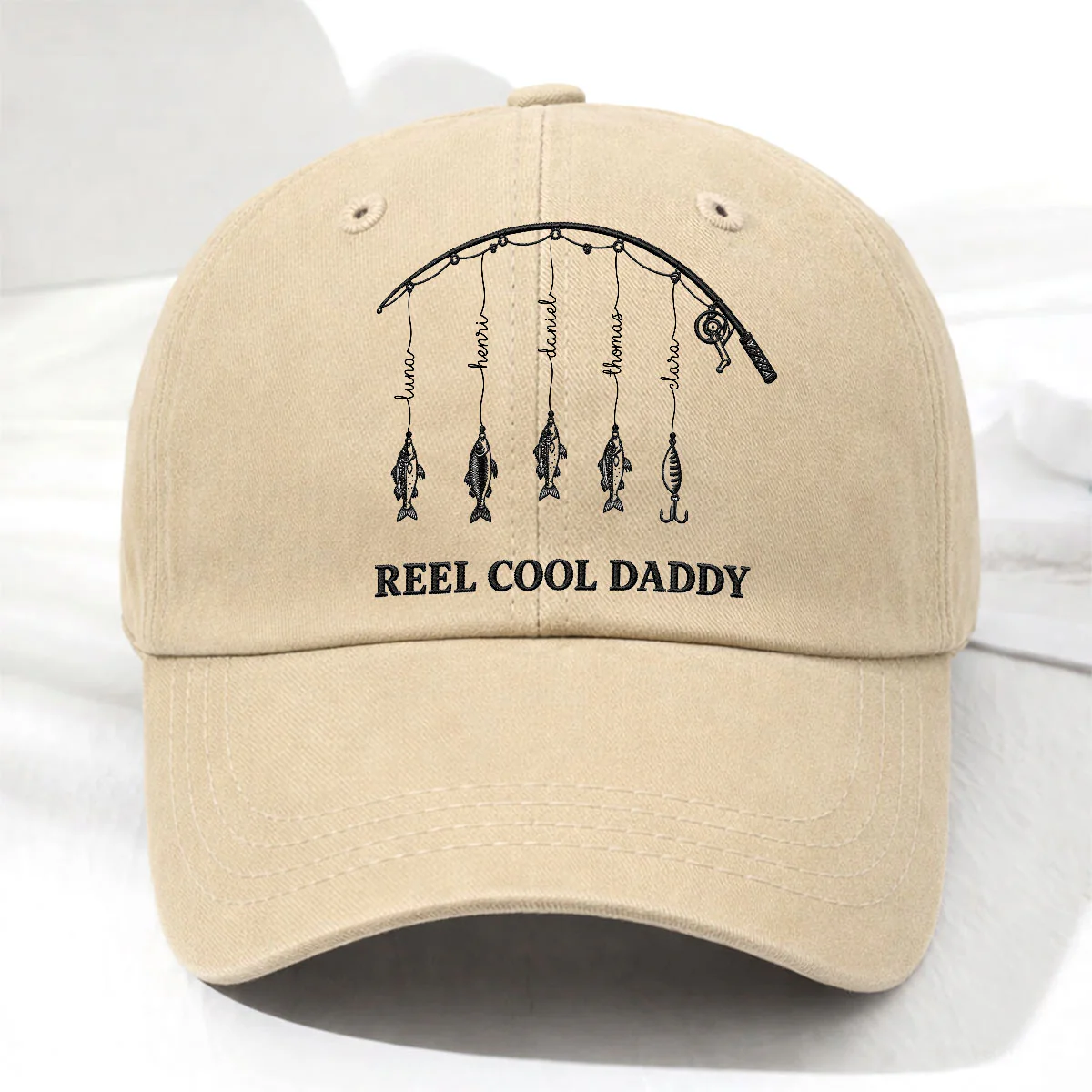 Reel Cool Dad - Personalized Custom Vintage Washed Denim Cap - Image 11