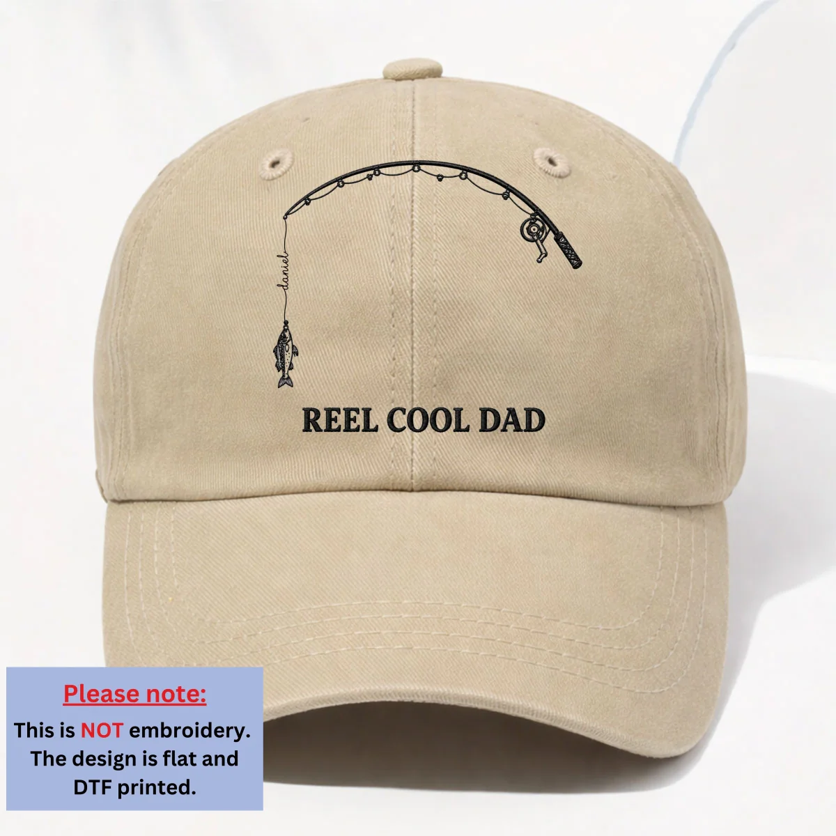 Reel Cool Dad - Personalized Custom Vintage Washed Denim Cap - Image 8