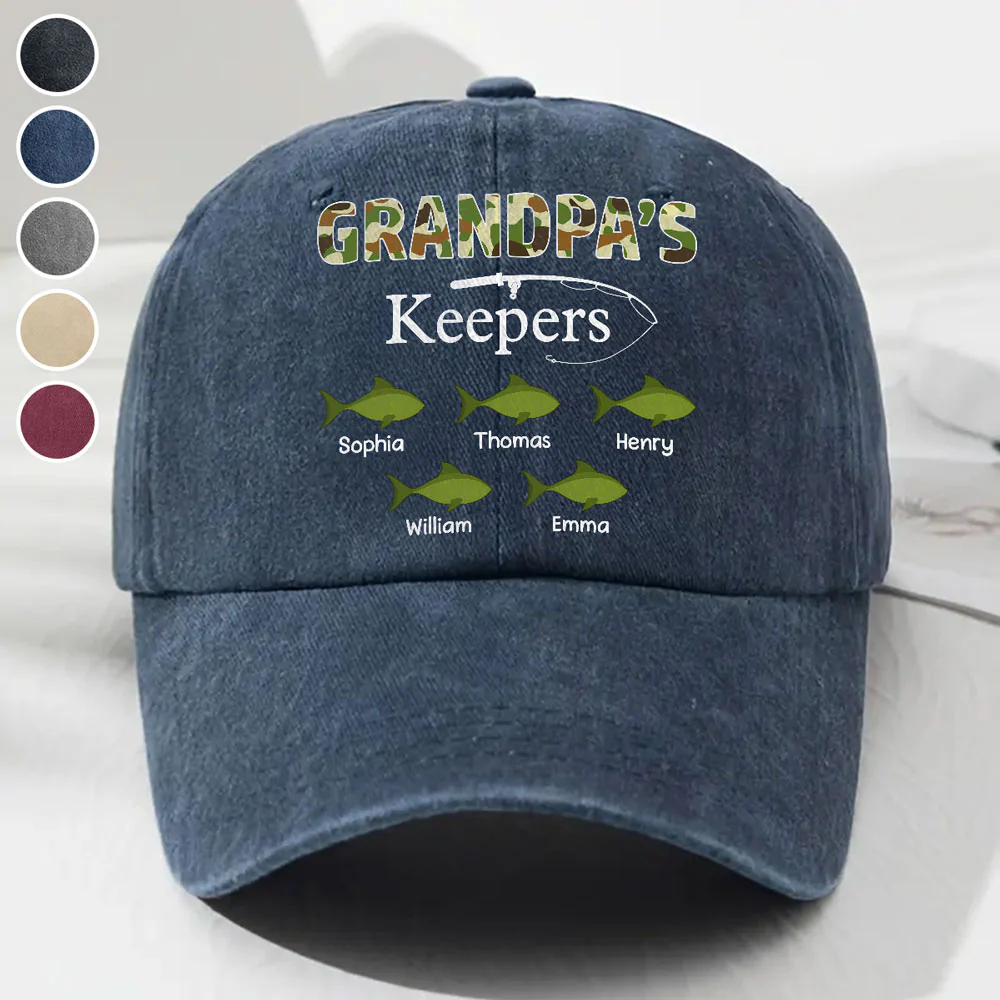 Reel Papa - Personalized Custom Vintage Washed Denim Cap - Image 2