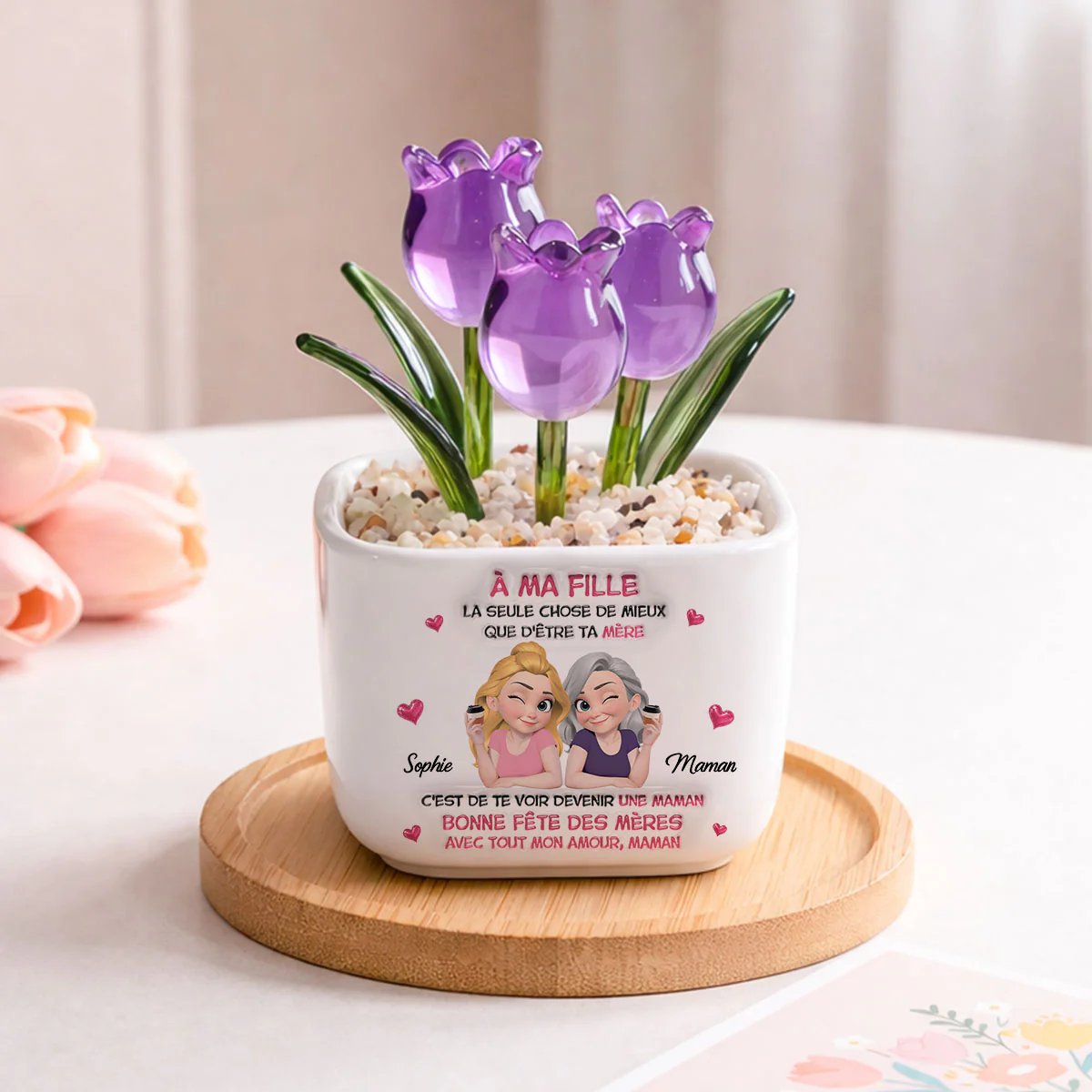 Regarder Ma Fille Devenir Maman - Vase Personnalisé Aux Tulipes Éternelles