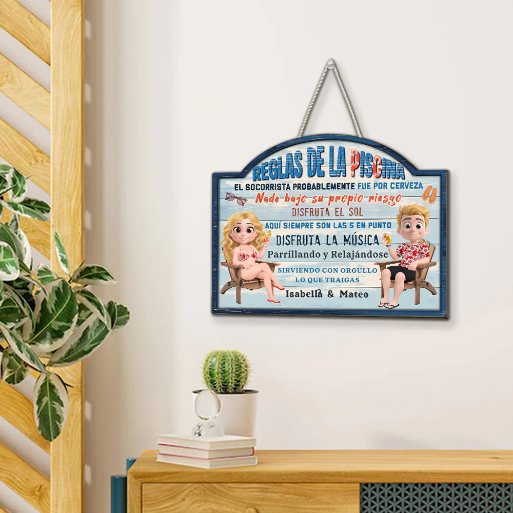 Reglas De La Piscina - Letrero De Madera Personalizado - Image 5