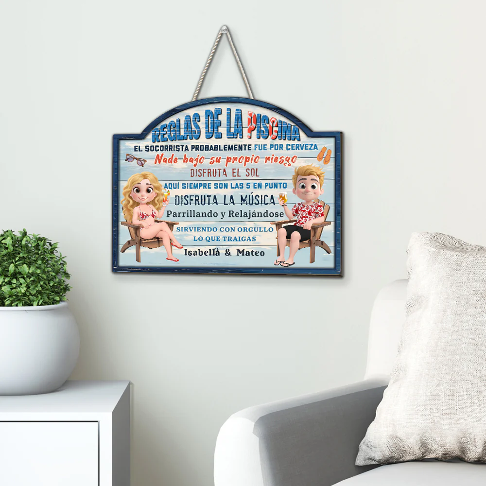 Reglas De La Piscina - Letrero De Madera Personalizado - Image 6