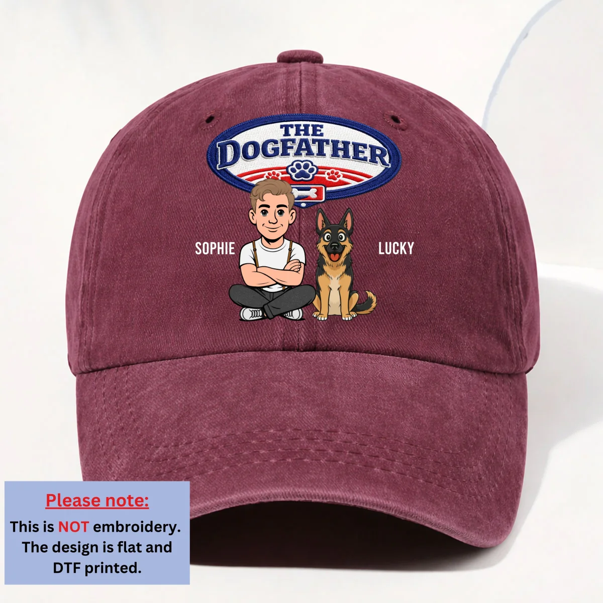Retro Handsome Dog Dad - Personalized Custom Vintage Washed Denim Cap - Image 11
