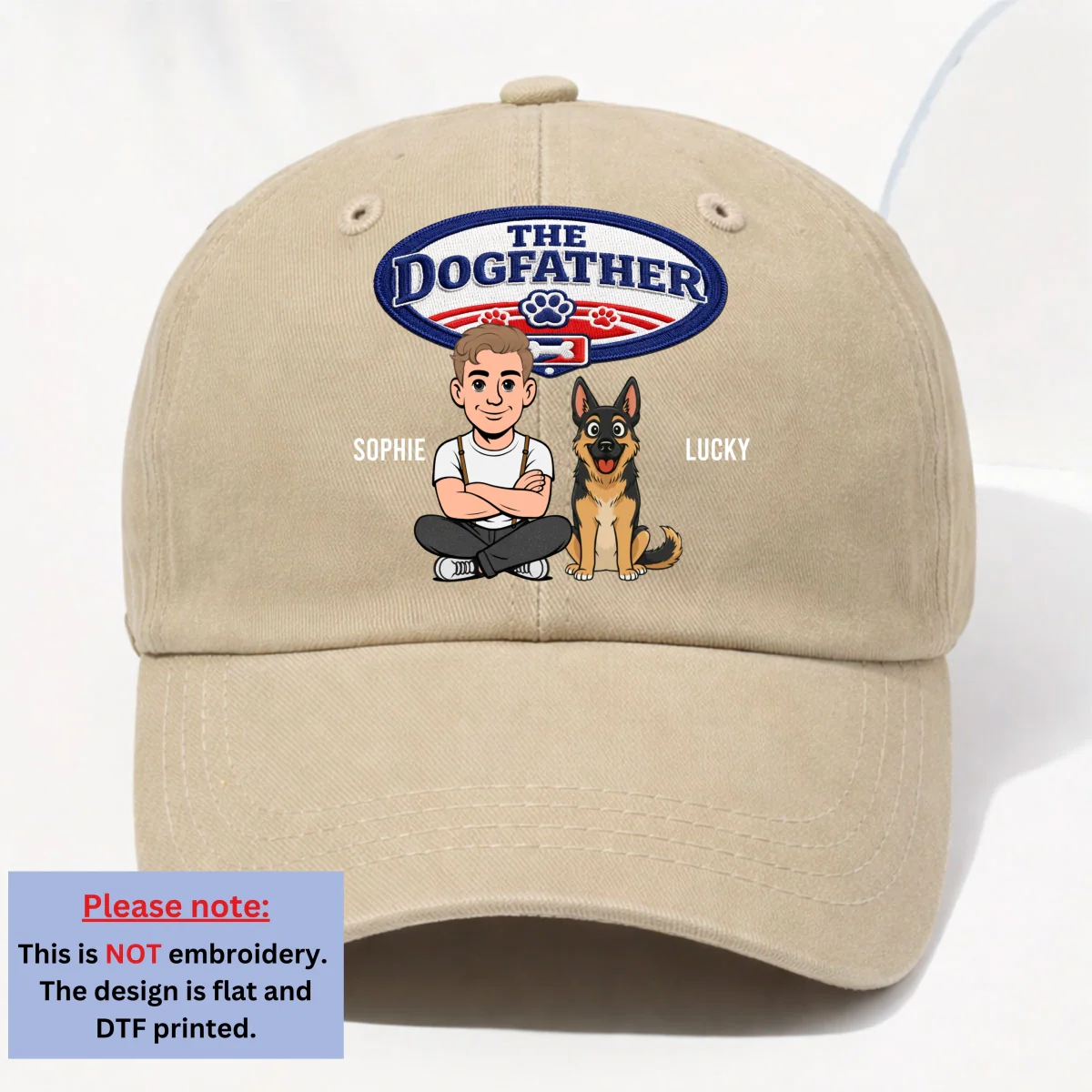 Retro Handsome Dog Dad - Personalized Custom Vintage Washed Denim Cap - Image 12