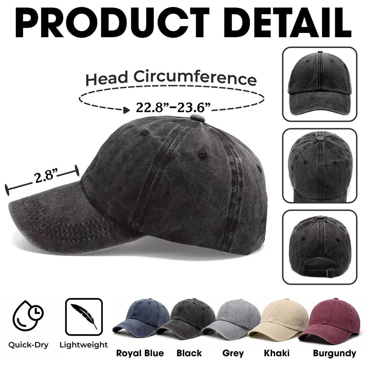 Retro Handsome Dog Dad - Personalized Custom Vintage Washed Denim Cap - Image 7
