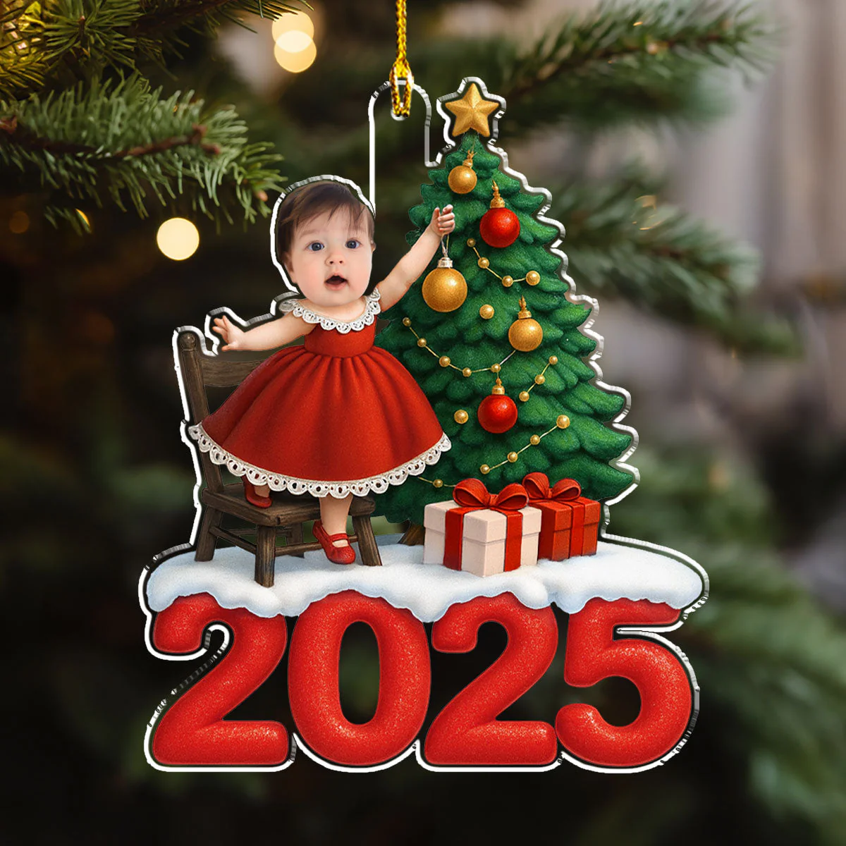 Retro Merry Magic - Personalized Custom Acrylic Ornament - Image 2