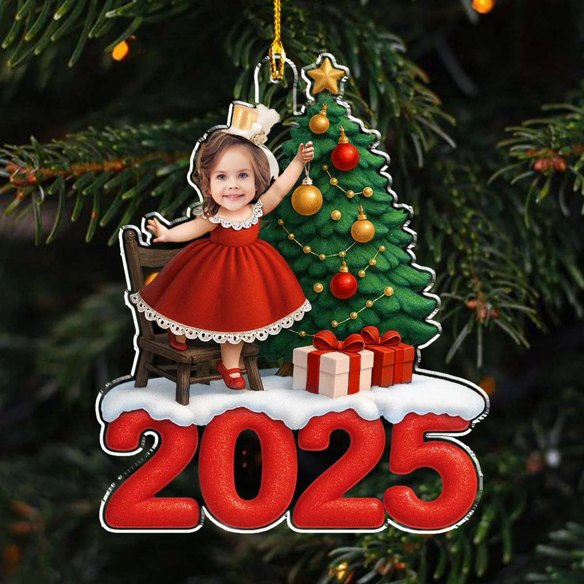 Retro Merry Magic - Personalized Custom Acrylic Ornament - Image 4