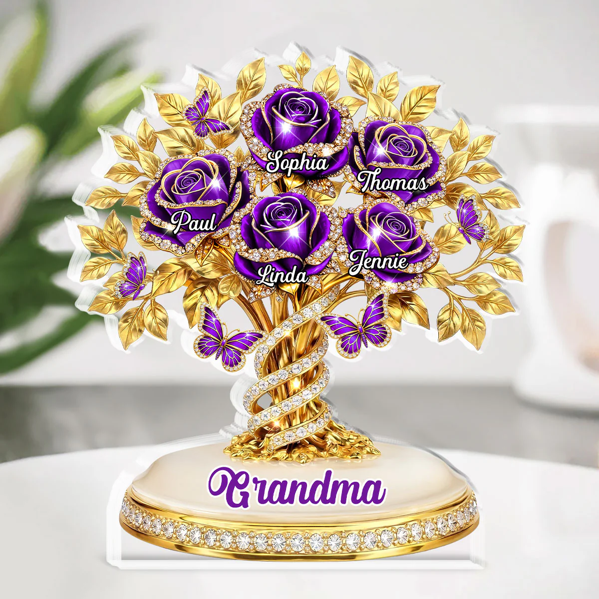 Rose Flower Grandma - Personalized Custom Acrylic Plaque