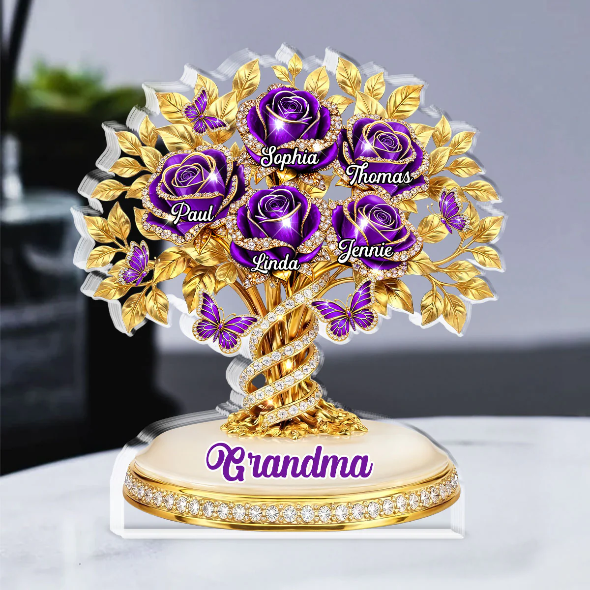 Rose Flower Grandma - Personalized Custom Acrylic Plaque - Image 2