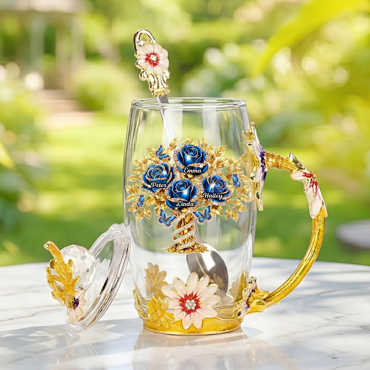 Rose Flower - Personalized Custom 14OZ Flower Tea Cup