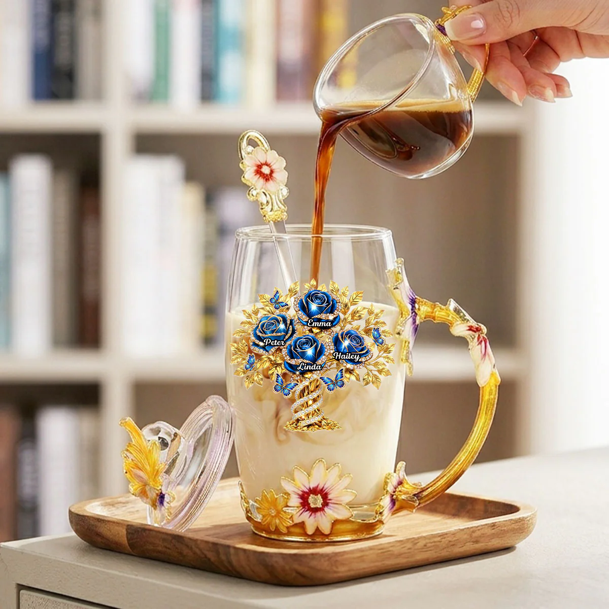 Rose Flower - Personalized Custom 14OZ Flower Tea Cup - Image 3