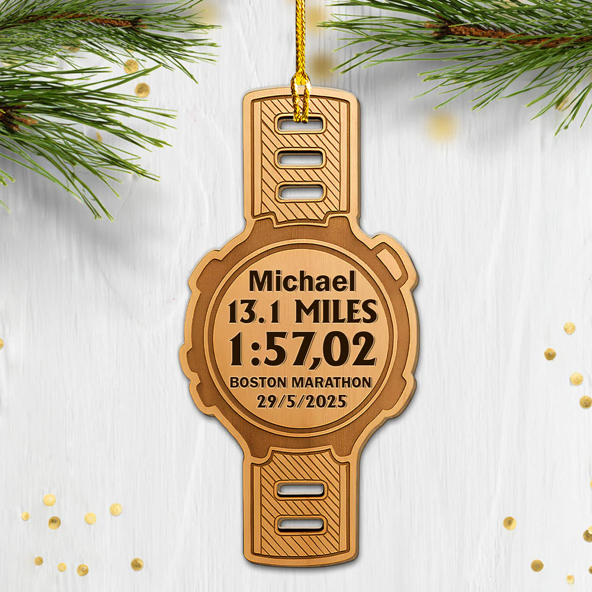 Running Watch - Personalized Custom Wood Ornament - Image 4