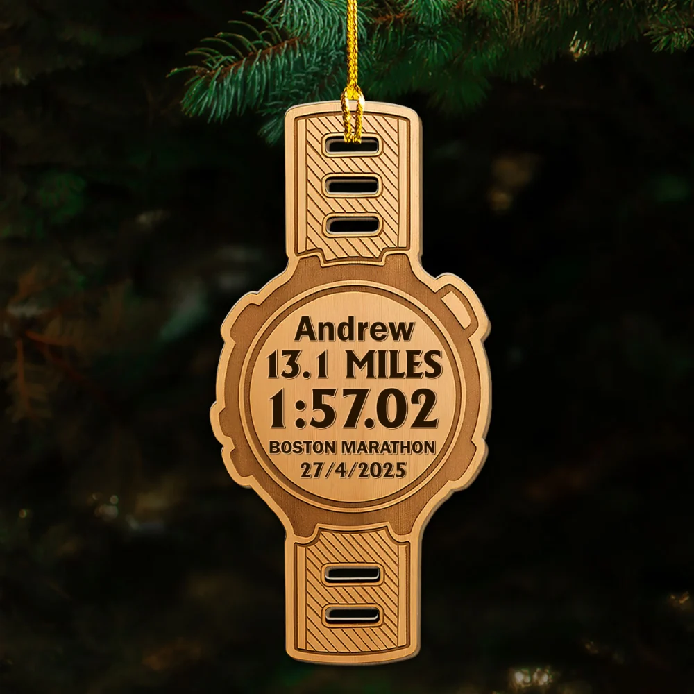 Running Watch - Personalized Custom Wood Ornament - Image 6