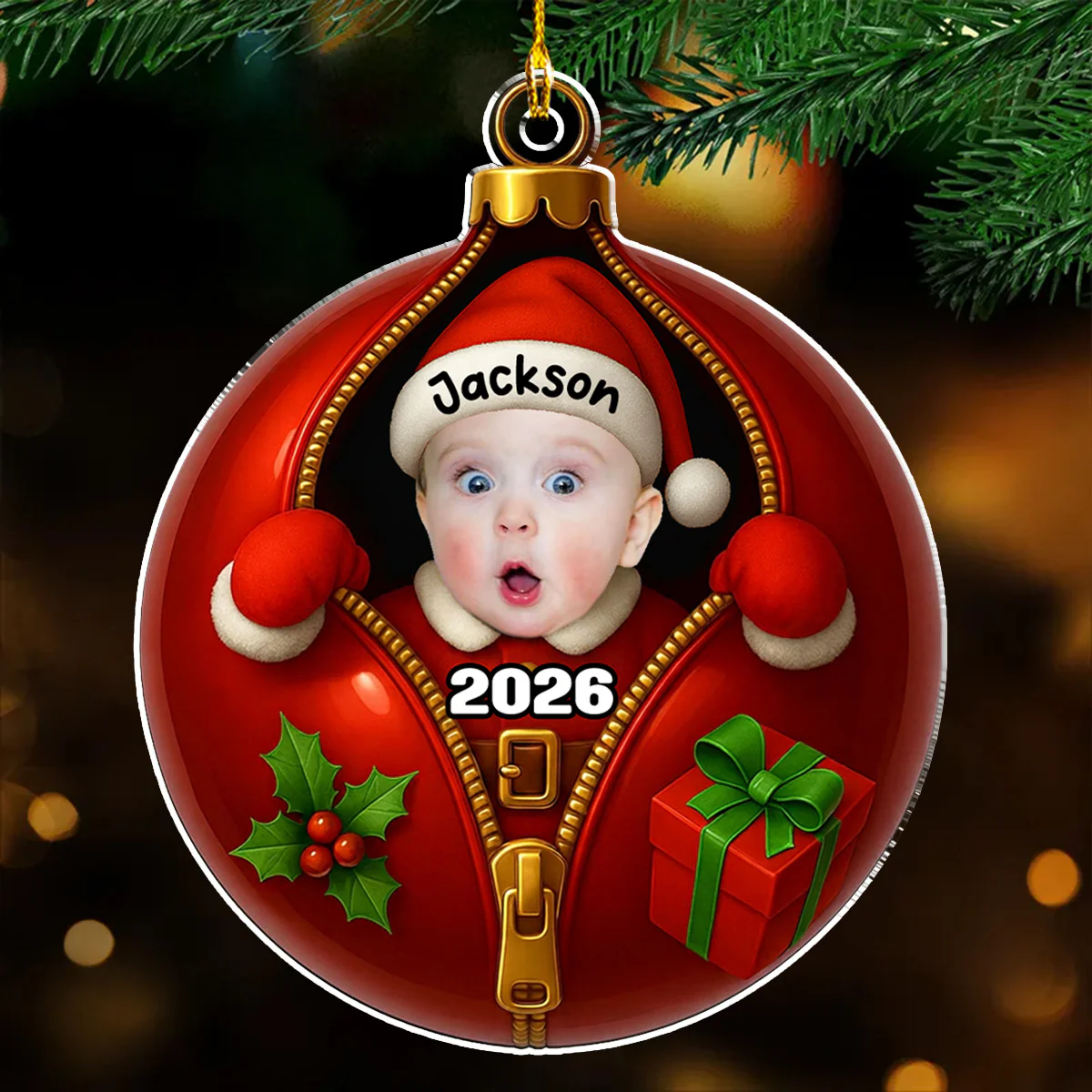 Santa Baby - Personalized Custom Acrylic Ornament - Image 3