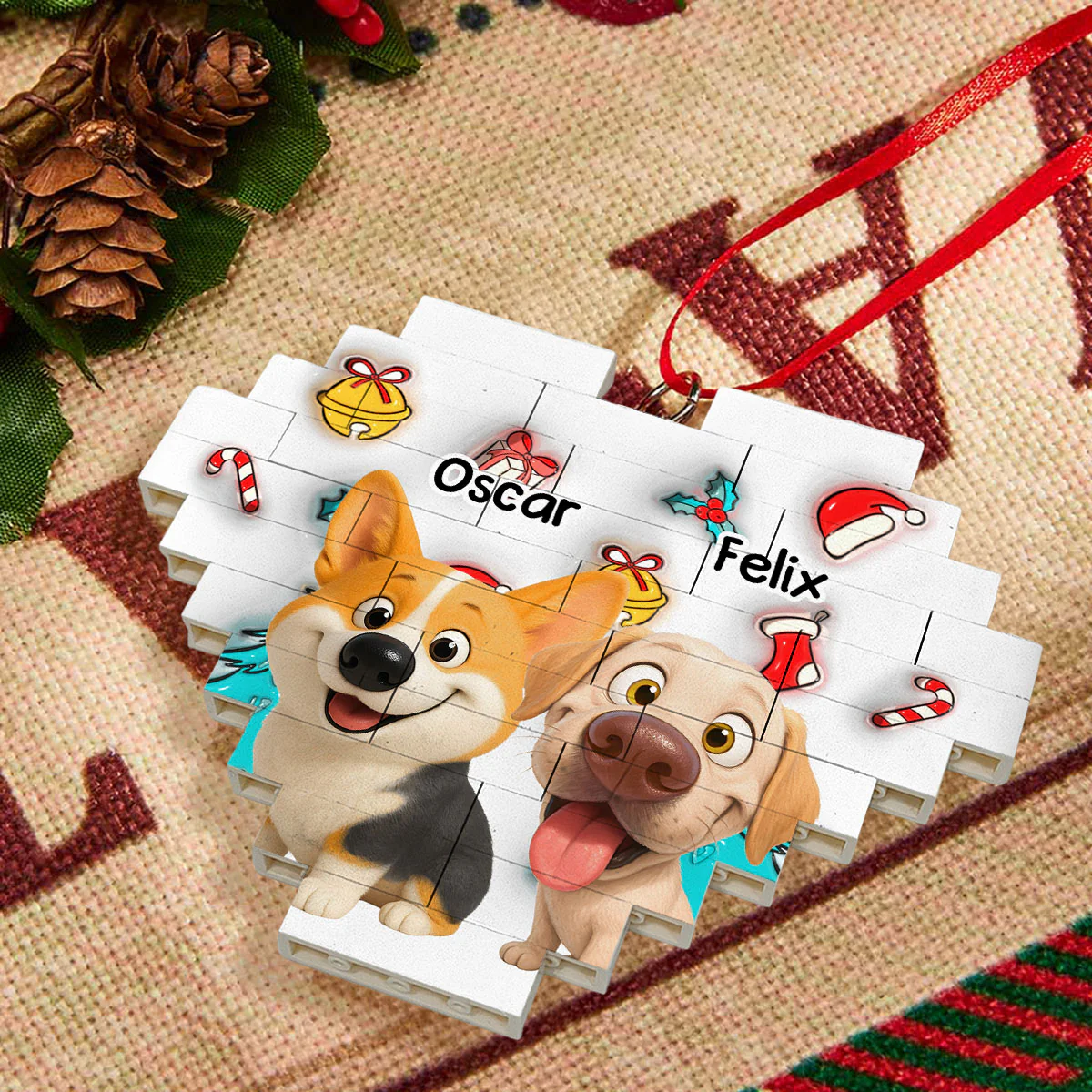 Santa Is Coming - Personalized Custom 3D Effect Heart Puzzle Ornament - Image 3