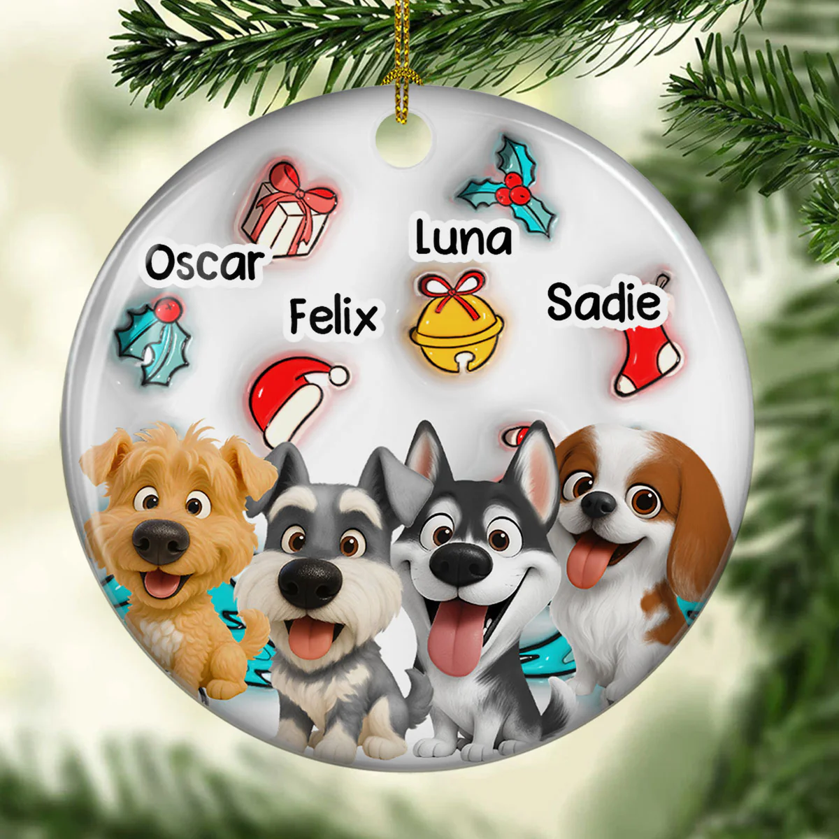 Santa Is Coming - Personalized Custom 3D Inflated Effect Ceramic Ornament - Image 4