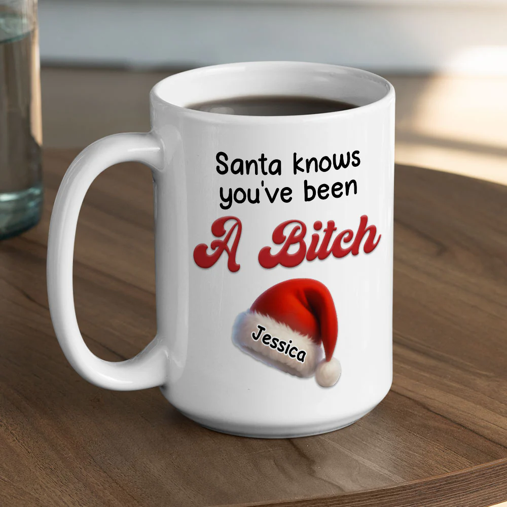 Santa Knows You - Personalized Custom Coffee Mug - Image 4