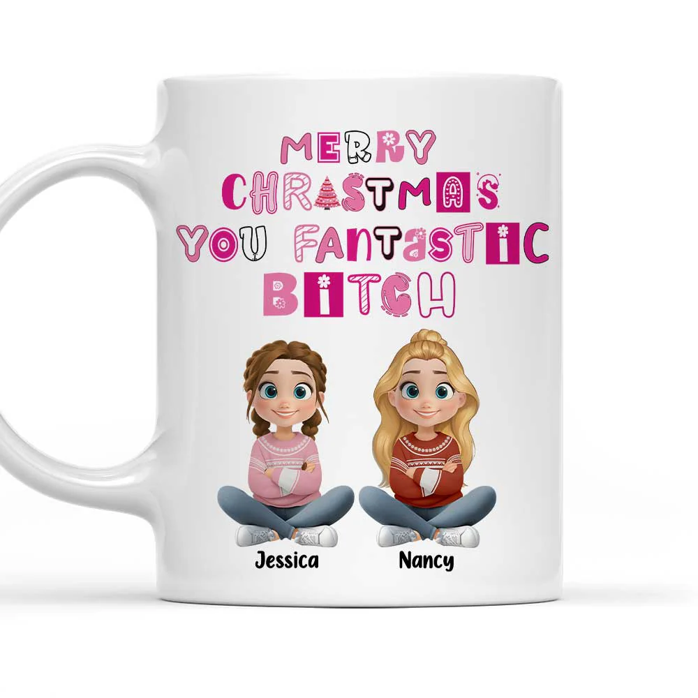 Sassy Merry Christmas Bestie - Personalized Custom Coffee Mug