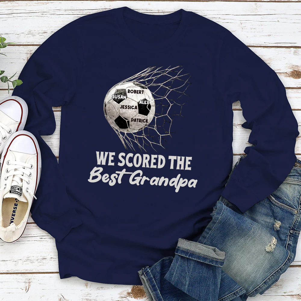 Scored The Best Dad Grandpa - Personalized Custom Shirt - Image 5