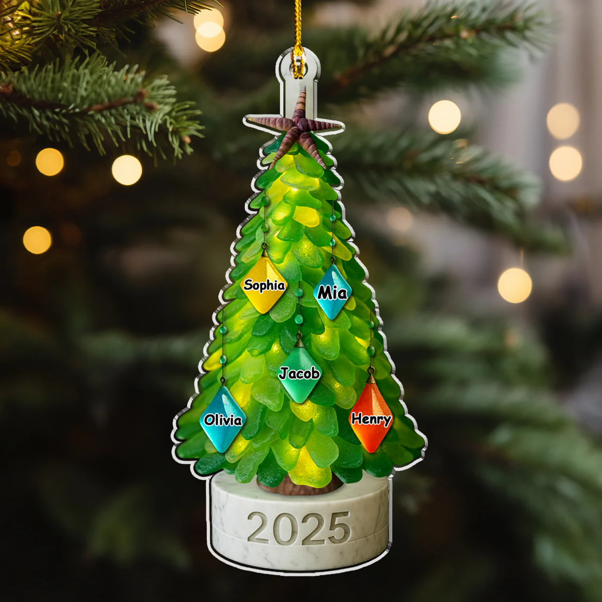Sea Glass Family Christmas - Personalized Custom Acrylic Ornament