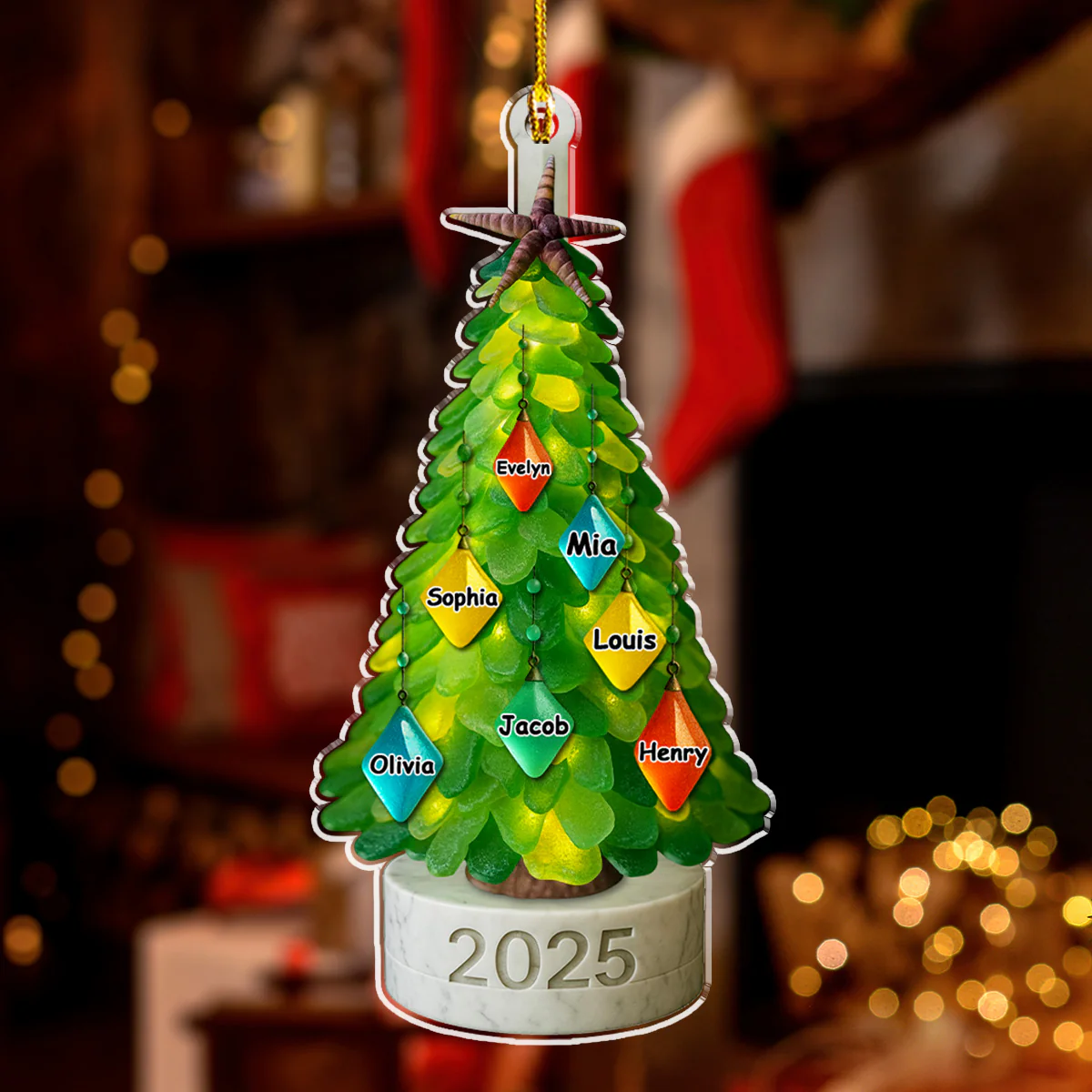 Sea Glass Family Christmas - Personalized Custom Acrylic Ornament - Image 3