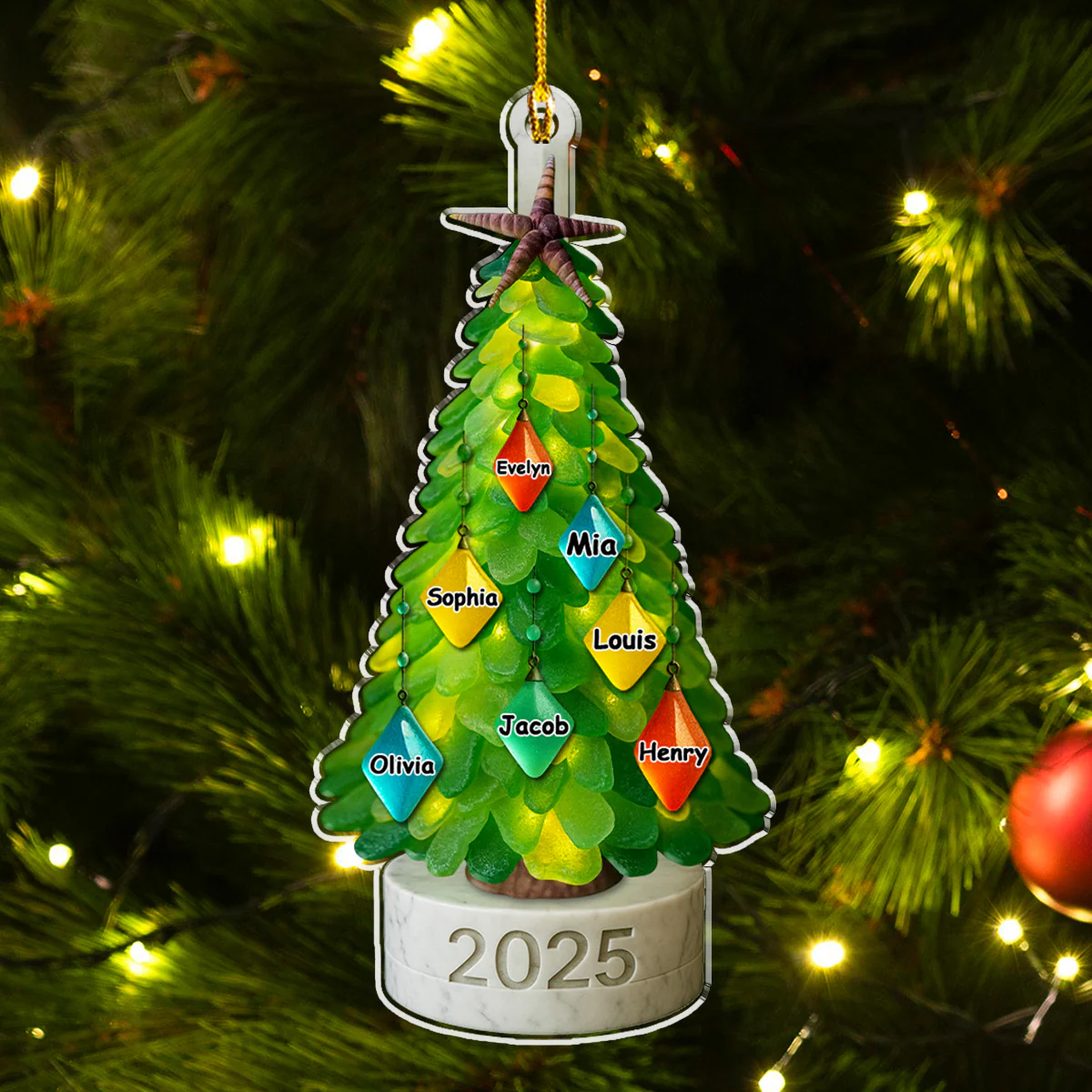 Sea Glass Family Christmas - Personalized Custom Acrylic Ornament - Image 4