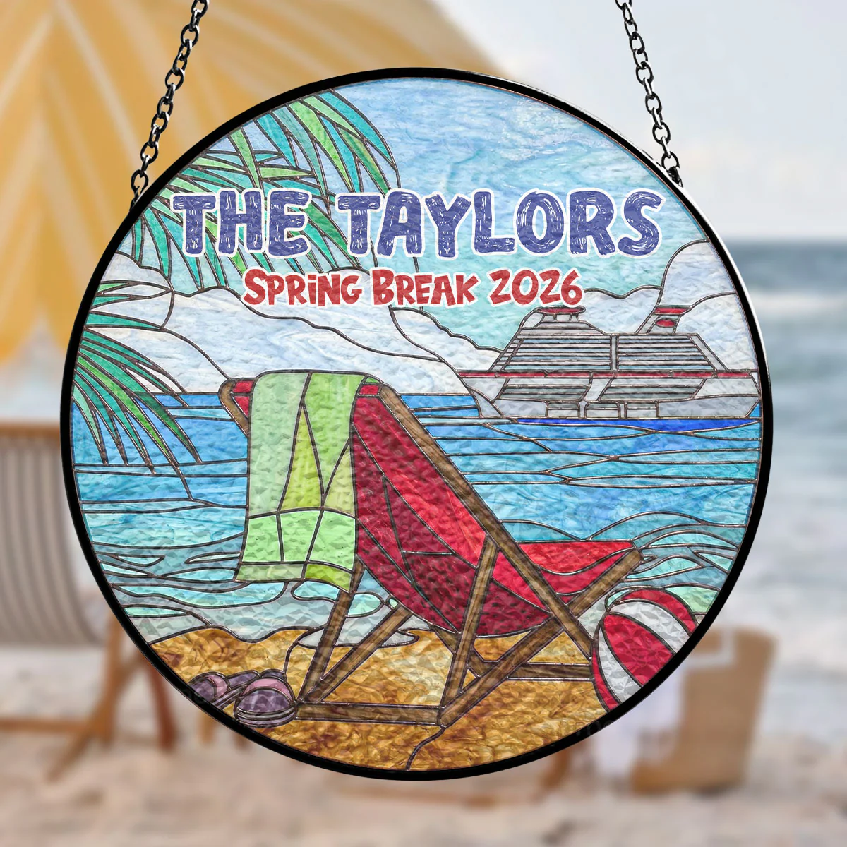 Seas the Day Together - Personalized Custom Stained Glass Window Hanging Suncatcher